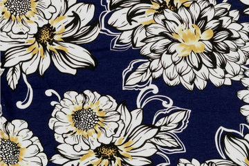 Viskose Jersey mit Blumen, dunkelblau, 0,5 m